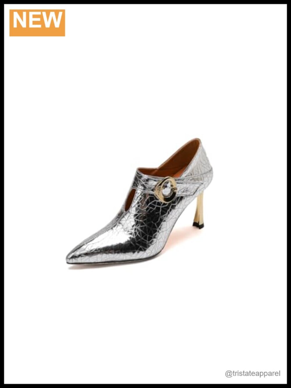 Patent Leather Stiletto High Heels Pointed Toe Buckle Pumps